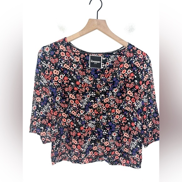SUPERDRY Janie Floral Print Blouse Size 6 - Picture 3 of 13